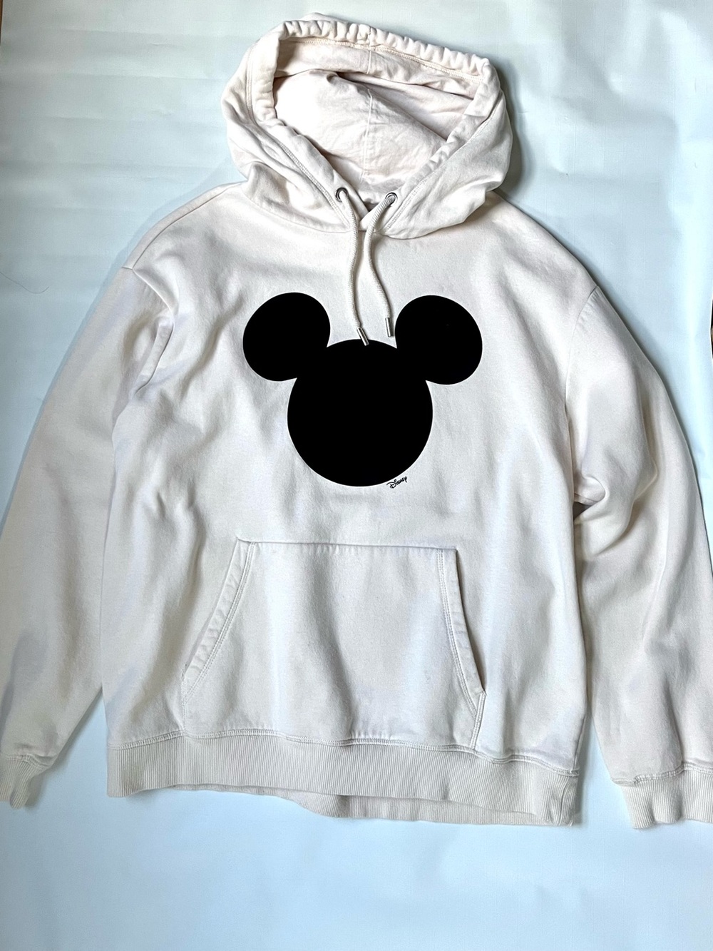 H&M x Disney Mickey Mouse Hoodie Cream Off-White Graphic Sweatshirt Size S Small - Picture 4 of 12